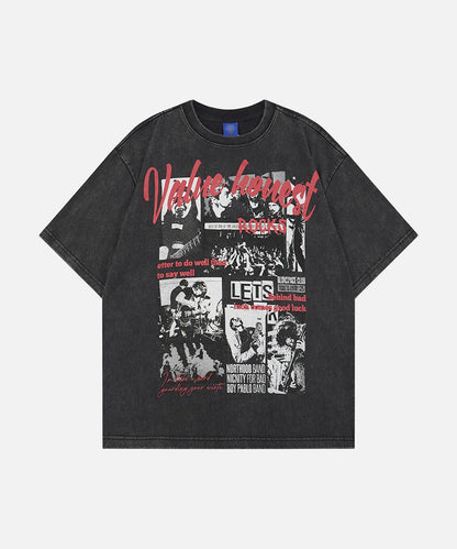 DAXUEN Oversized graphic T-shirt with band print
