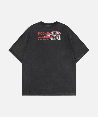 DAXUEN Oversized graphic T-shirt with band print