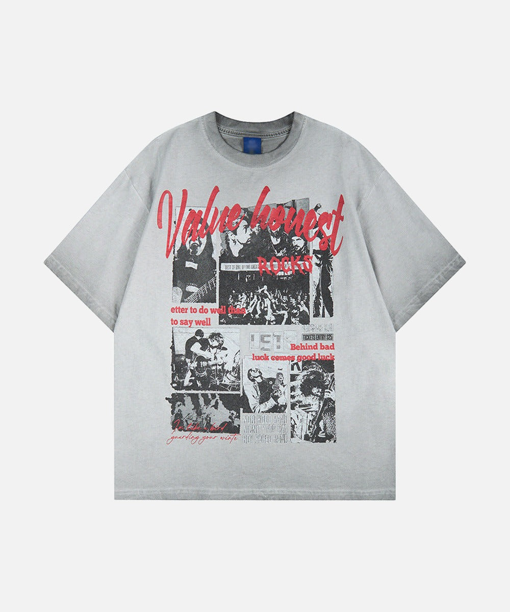 DAXUEN Oversized graphic T-shirt with band print