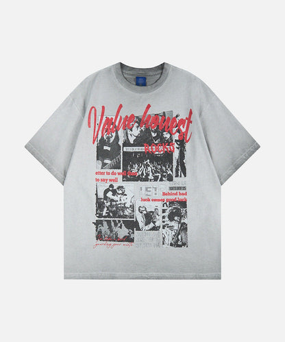 DAXUEN Oversized graphic T-shirt with band print