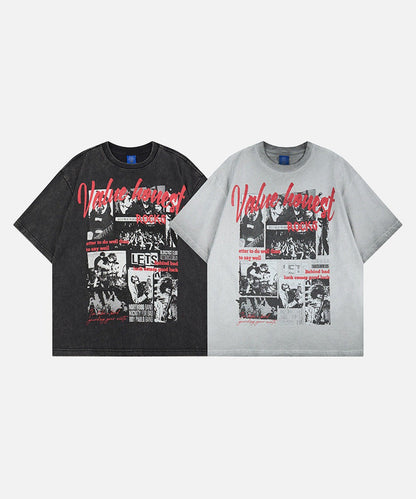 DAXUEN Oversized graphic T-shirt with band print