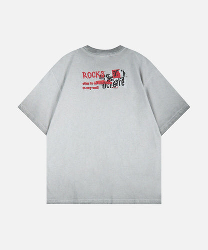 DAXUEN Oversized graphic T-shirt with band print
