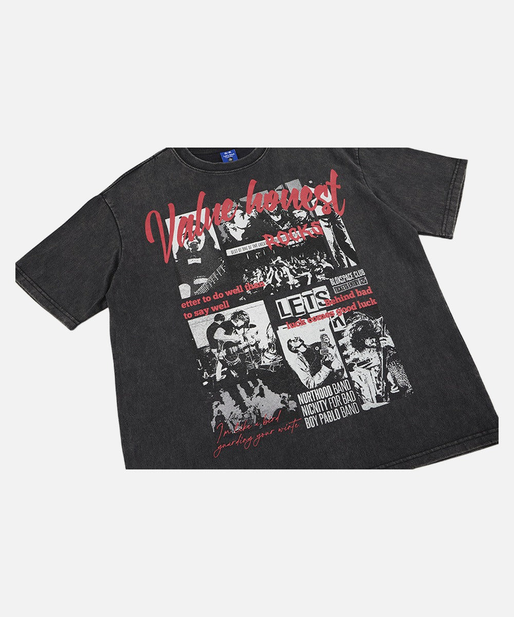DAXUEN Oversized graphic T-shirt with band print