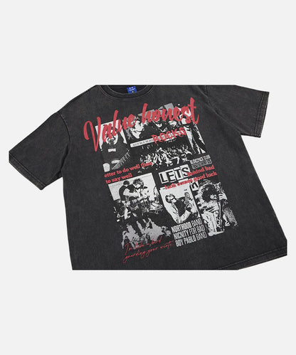 DAXUEN Oversized graphic T-shirt with band print