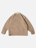 Dark Purple Workwear Jacket with Corduroy Collar
