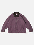 Dark Purple Workwear Jacket with Corduroy Collar