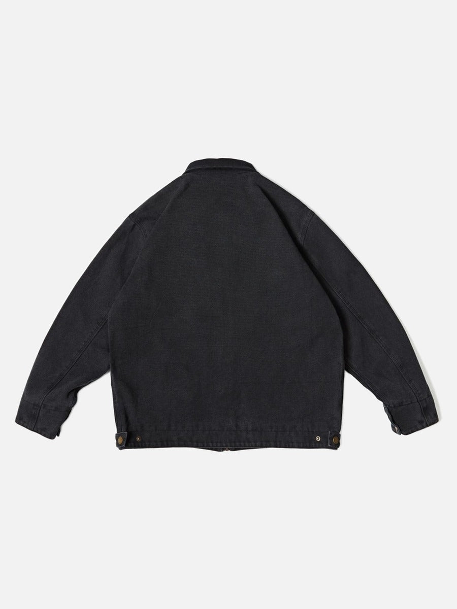 Dark Purple Workwear Jacket with Corduroy Collar