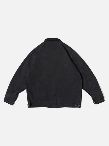 Dark Purple Workwear Jacket with Corduroy Collar