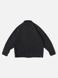 Dark Purple Workwear Jacket with Corduroy Collar