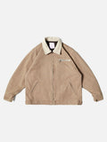 Dark Purple Workwear Jacket with Corduroy Collar
