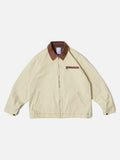 Dark Purple Workwear Jacket with Corduroy Collar