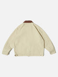 Dark Purple Workwear Jacket with Corduroy Collar