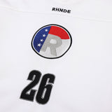 DAXUEN white long-sleeve royal blue blocked jersey top