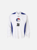 DAXUEN white long-sleeve royal blue blocked jersey top