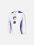 DAXUEN white long-sleeve royal blue blocked jersey top