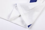 DAXUEN white long-sleeve royal blue blocked jersey top