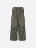 DAXUEN solid color ruched front wide-leg pants