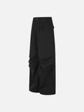DAXUEN solid color ruched front wide-leg pants