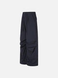 DAXUEN solid color ruched front wide-leg pants