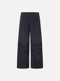 DAXUEN solid color ruched front wide-leg pants