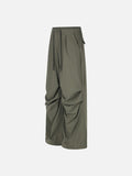 DAXUEN solid color ruched front wide-leg pants