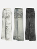 DAXUEN Wide-leg jeans with ruched texture and washed finish