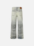 DAXUEN Wide-leg jeans with ruched texture and washed finish