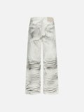 DAXUEN Wide-leg jeans with ruched texture and washed finish