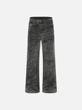 DAXUEN Wide-leg jeans with ruched texture and washed finish
