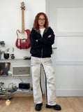 DAXUEN Wide-leg jeans with ruched texture and washed finish — model photo
