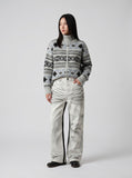 DAXUEN Wide-leg jeans with ruched texture and washed finish — model photo