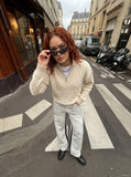DAXUEN Wide-leg jeans with ruched texture and washed finish — model photo
