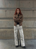 DAXUEN Wide-leg jeans with ruched texture and washed finish — model photo