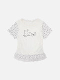 DAXUEN Ruffled short sleeve t-shirt with cat graphic