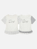 DAXUEN Ruffled short sleeve t-shirt with cat graphic