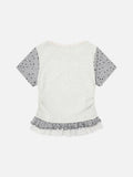DAXUEN Ruffled short sleeve t-shirt with cat graphic