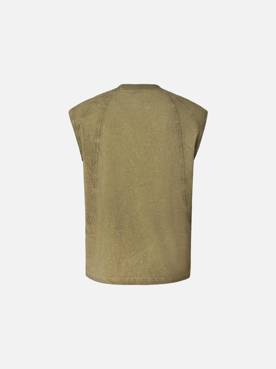 DAXUEN Sleeveless top with mock neck and embroidered graphic