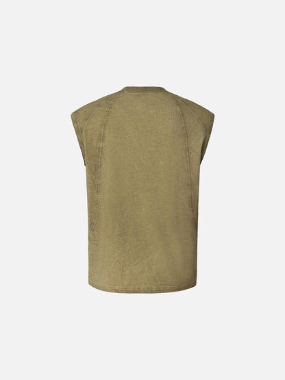 DAXUEN Sleeveless top with mock neck and embroidered graphic