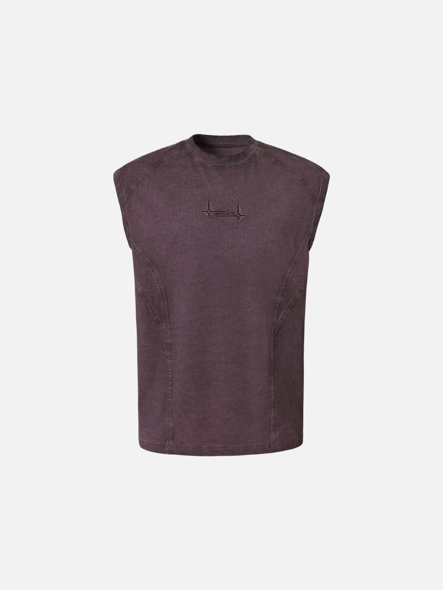 DAXUEN Sleeveless top with mock neck and embroidered graphic
