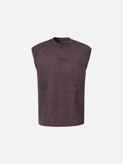 DAXUEN Sleeveless top with mock neck and embroidered graphic