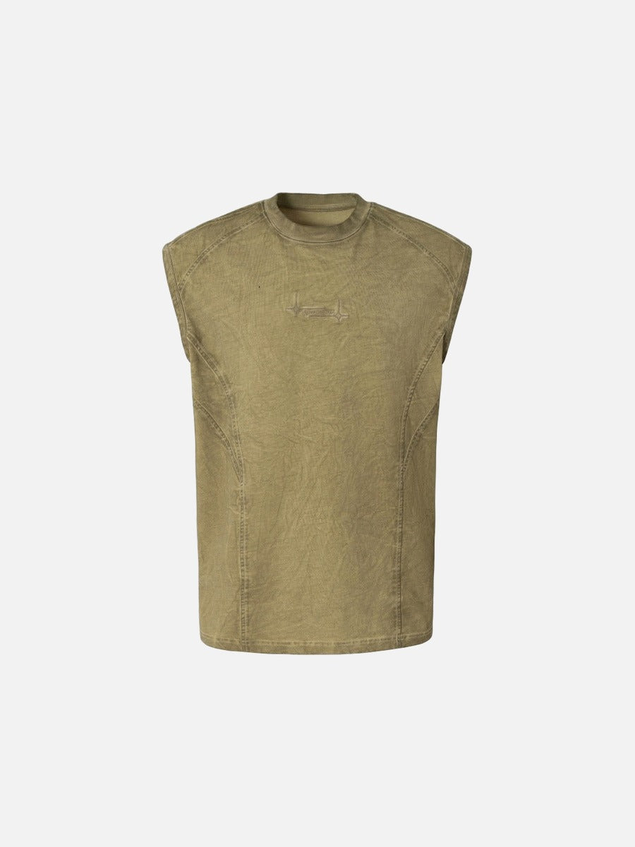 DAXUEN Sleeveless top with mock neck and embroidered graphic