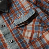 DAXUEN rust and blue plaid long-sleeved flannel shirt