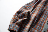DAXUEN rust and blue plaid long-sleeved flannel shirt