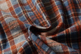 DAXUEN rust and blue plaid long-sleeved flannel shirt