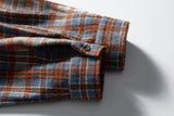 DAXUEN rust and blue plaid long-sleeved flannel shirt