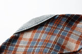 DAXUEN rust and blue plaid long-sleeved flannel shirt