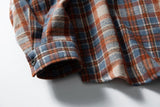 DAXUEN rust and blue plaid long-sleeved flannel shirt