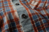 DAXUEN rust and blue plaid long-sleeved flannel shirt