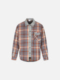 DAXUEN rust and blue plaid long-sleeved flannel shirt