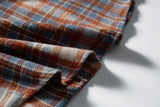 DAXUEN rust and blue plaid long-sleeved flannel shirt